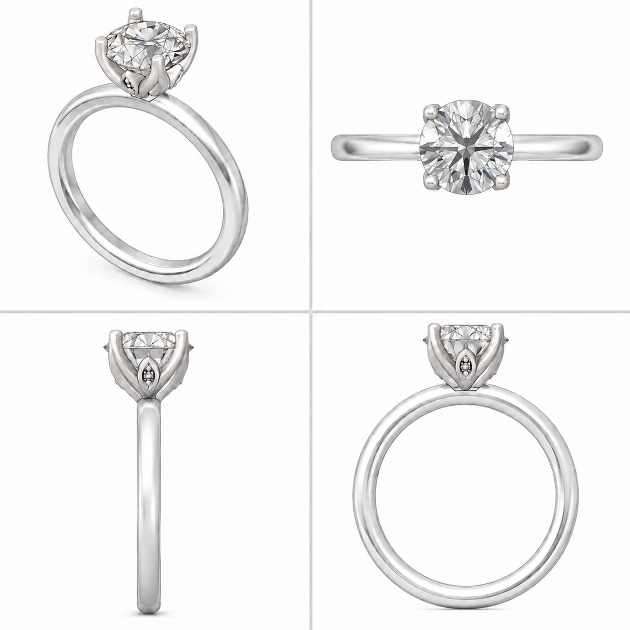 2.00 Carat Round Brilliant Lab Diamond Engagement Ring with Tulip Setting