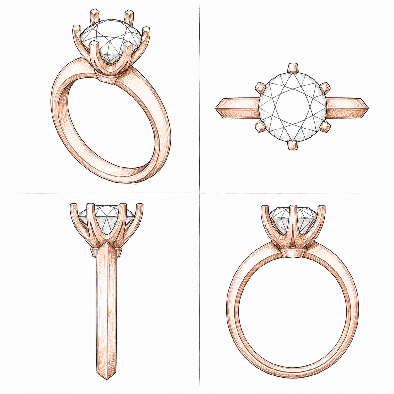 Round Brilliant Lab Grown Knife Edge Solitaire Engagement Ring