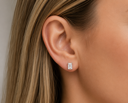 2.00 Carat Total Weight Emerald Cut Diamond Stud Earrings in 14K Gold (Copy)