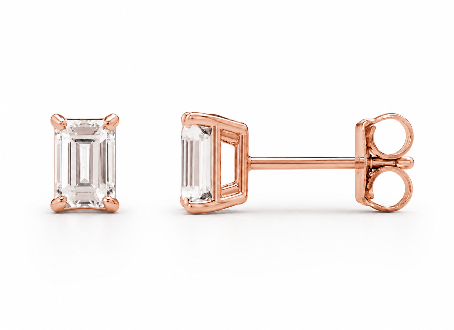2.00 Carat Total Weight Emerald Cut Diamond Stud Earrings in 14K Gold (Copy)