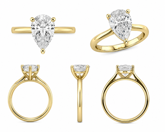 2.50 Carat Classic Solitaire Pear Shape Lab Diamond Engagement Ring in 14K Gold