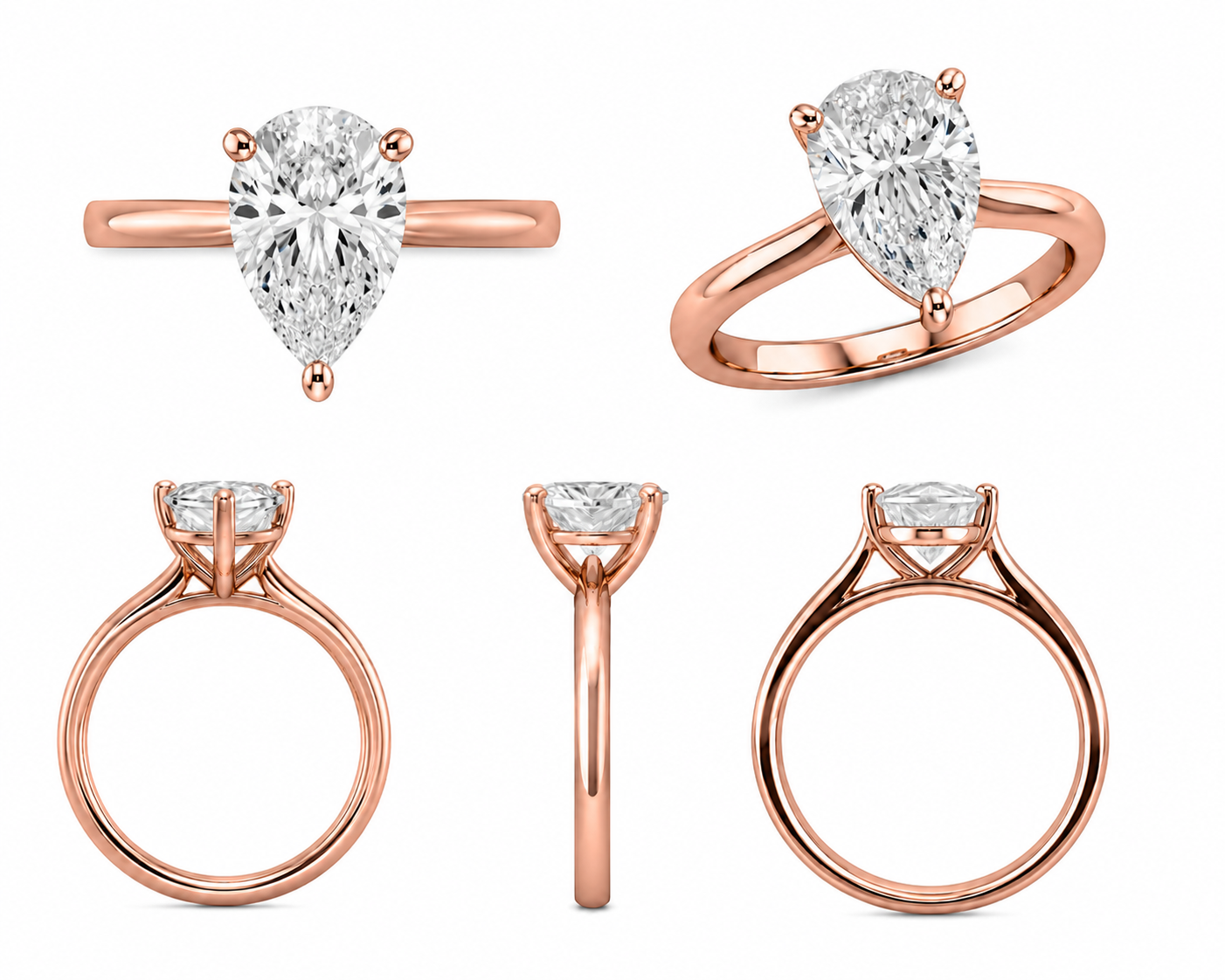 2.50 Carat Classic Solitaire Pear Shape Lab Diamond Engagement Ring in 14K Gold
