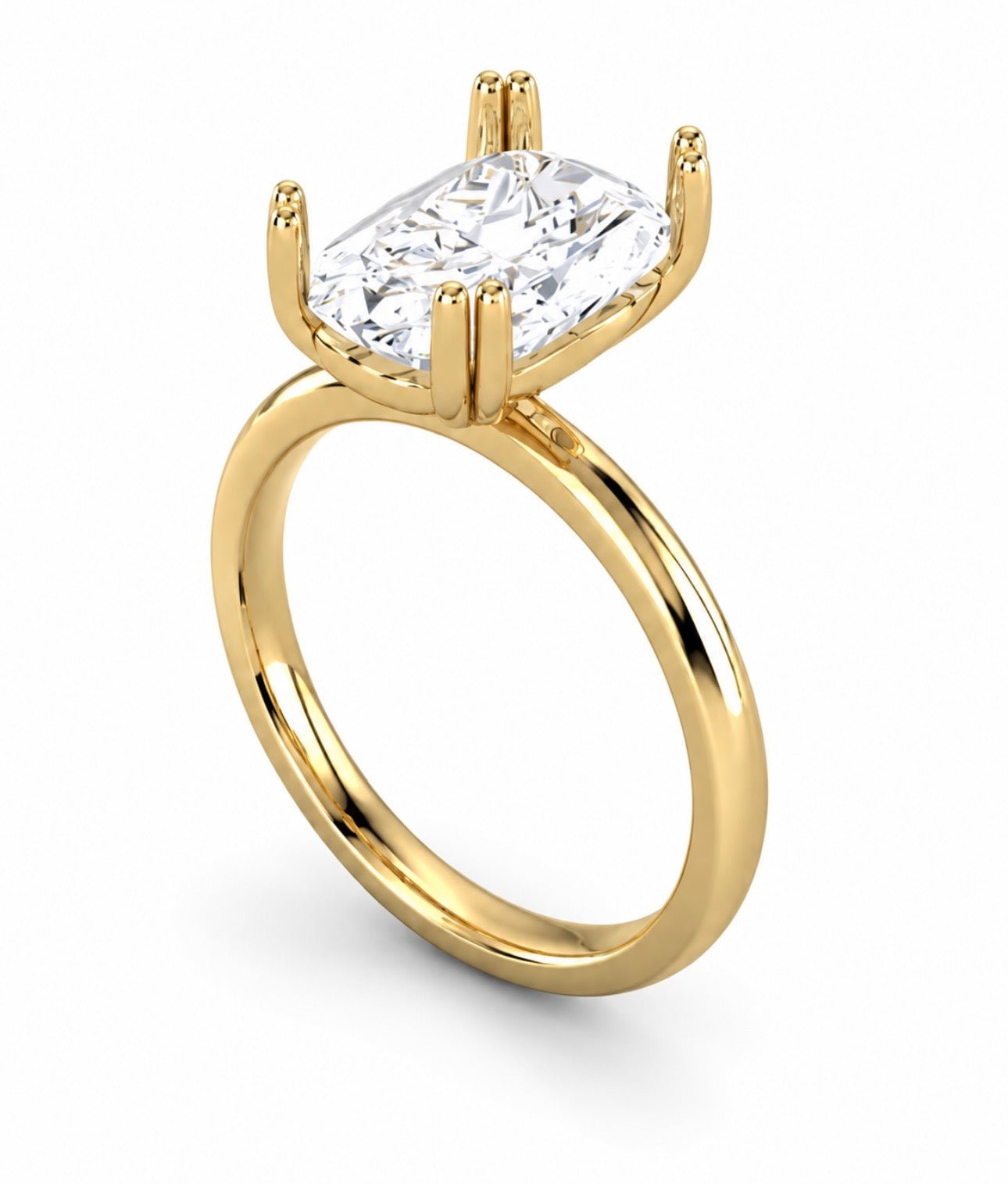 2.50 Carat Lab Elongated Cushion Cut Diamond Set in Solitaire with Double Prongs