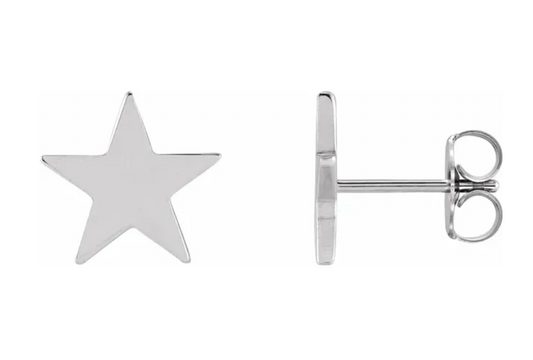 Sterling Silver Star Shapes Stud Earrings