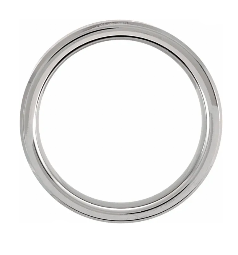 Tungsten 6 mm Beveled Edge Mens Wedding Band Ring
