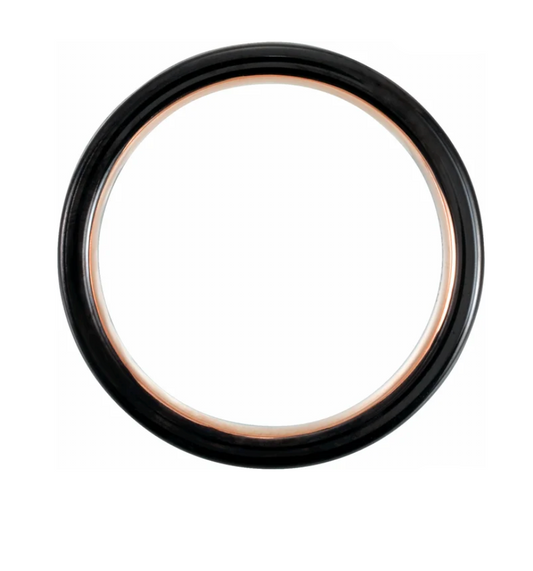 Black & 18K Rose Gold PVD Tungsten 6 mm Grooved Comfort Fit Mens Wedding Band Ring