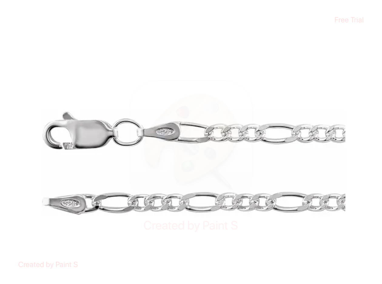 Sterling Silver 2.5 mm Figaro 18 Inch Chain Necklace