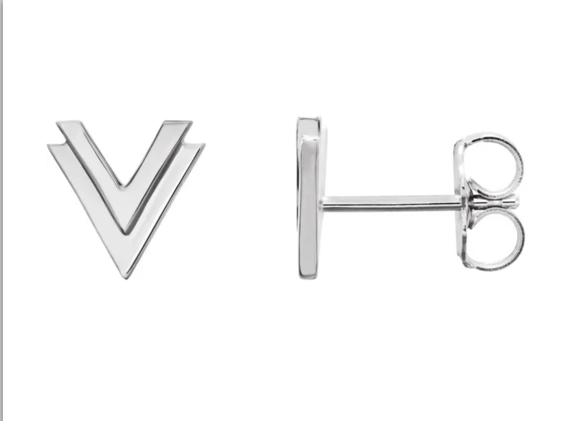 Sterling Silver Double V Shaped Stud Earrings