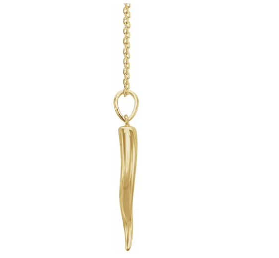 14K Gold Italian Horn Pendant Necklace