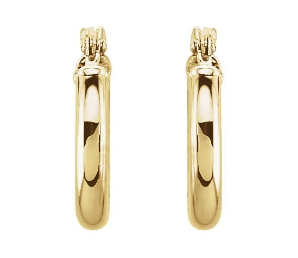 14K Yellow Gold Tube Hoop Earrings