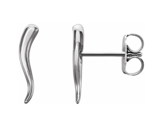 14k Gold Italian Horn Stud Earrings