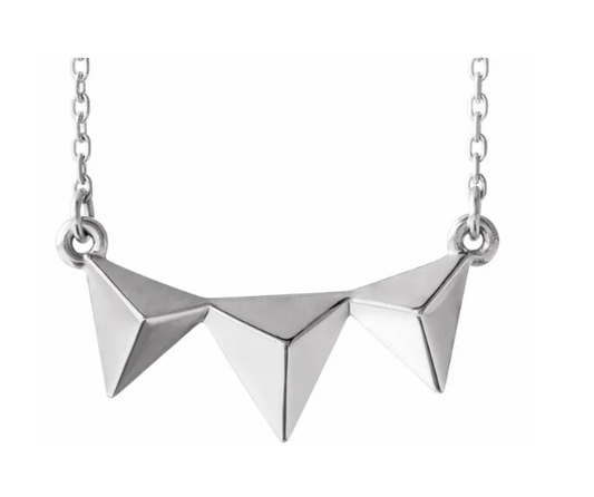 14K Gold Pyramid Pendant Necklace