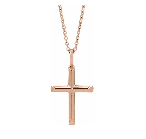 14K Gold Knife Edge Cross Pendant Necklace