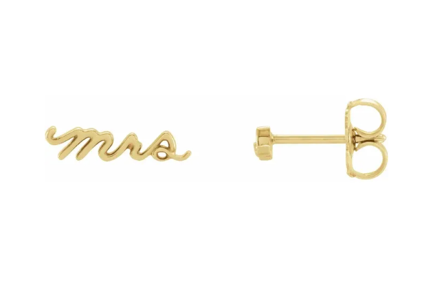 14K Gold Mrs Stud Earrings
