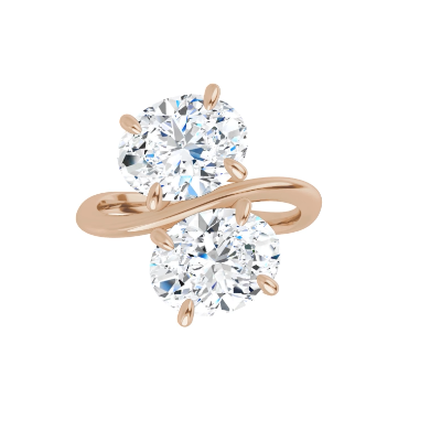 14K Gold Toi et Moi Double Oval Lab Grown Diamond Ring