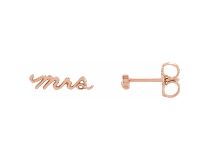 14K Gold Mrs Stud Earrings