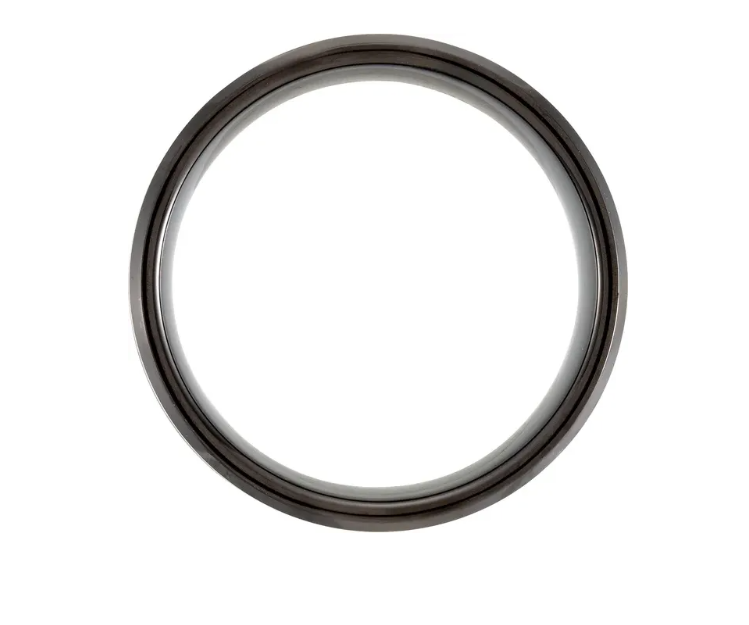 Black & Blue PVD Tungsten 8 mm Beveled Edge Grooved Comfort Fit Mens Wedding Band Ring