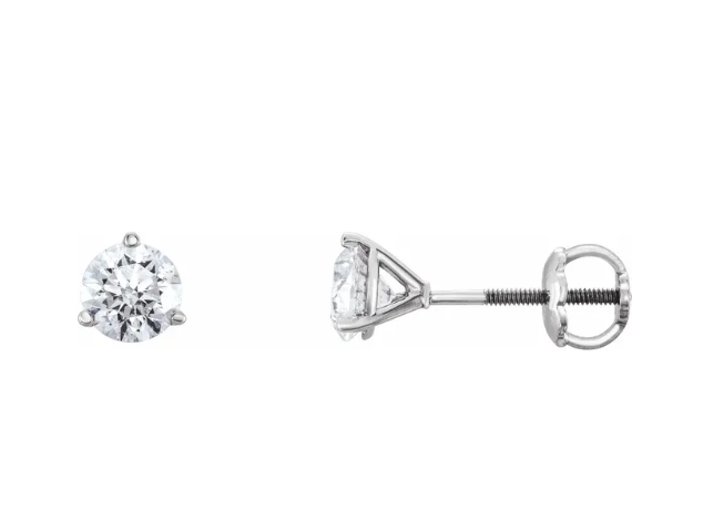 3.00ctw Three Prong Martini Set 14K Gold Round Lab Diamond Earrings