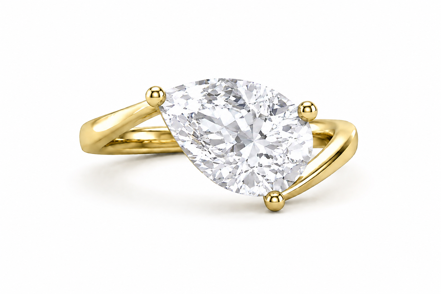 2.50 Carat Lab Grown Pear Shape Diamond Bypass Engagement Ring
