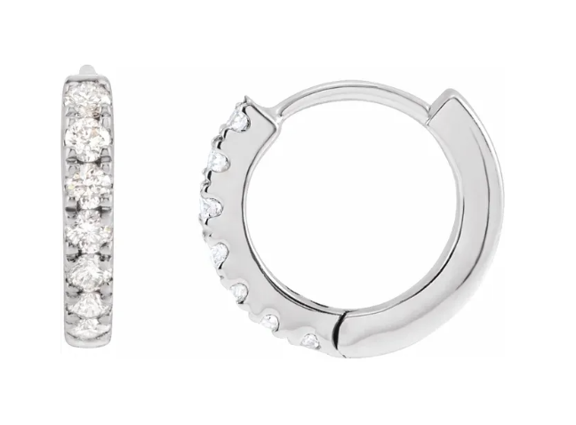 14K Gold Lab Grown Diamond Hinged Hoop Earrings