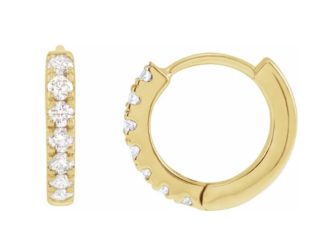 14K Gold Lab Grown Diamond Hinged Hoop Earrings