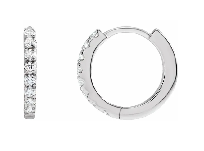 14K Gold Lab Grown Diamond Hinged Hoop Earrings