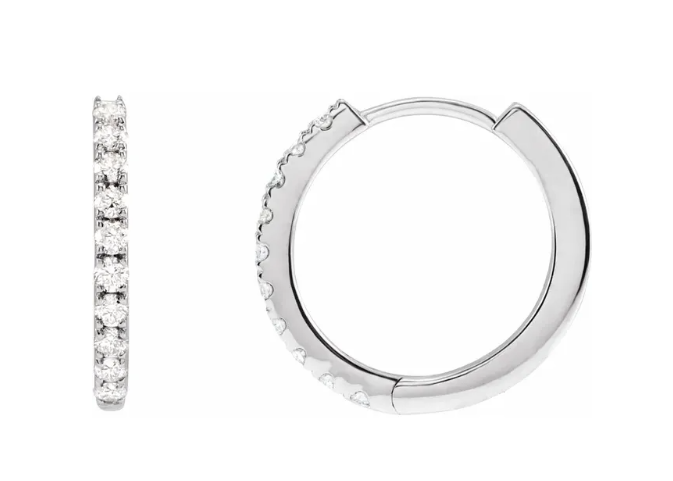 14K Gold Lab Grown Diamond Hinged Hoop Earrings
