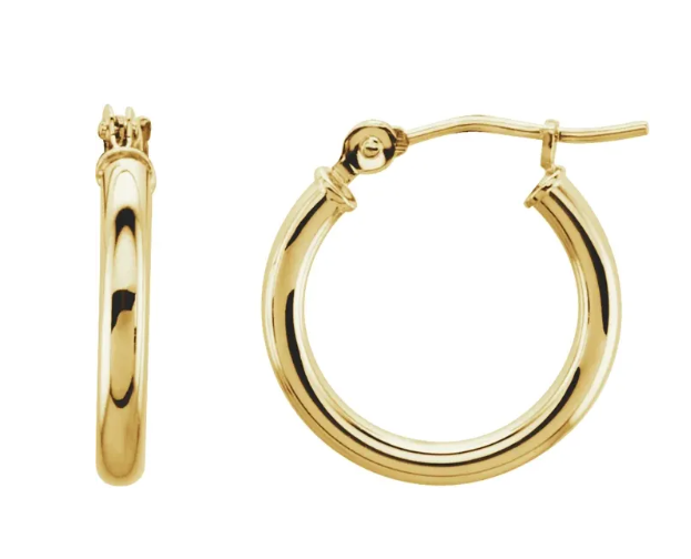 14K Yellow Gold Tube Hoop Earrings
