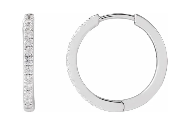 14K Gold Lab Grown Diamond Hinged Hoop Earrings