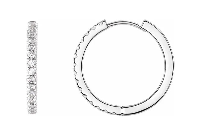 14K Gold Lab Grown Diamond Hinged Hoop Earrings