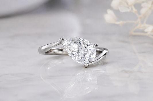 2.50 Carat Lab Grown Pear Shape Diamond Bypass Engagement Ring