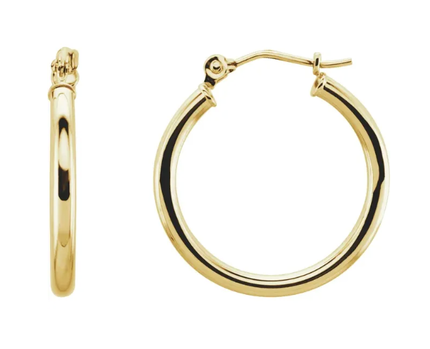 14K Yellow Gold Tube Hoop Earrings