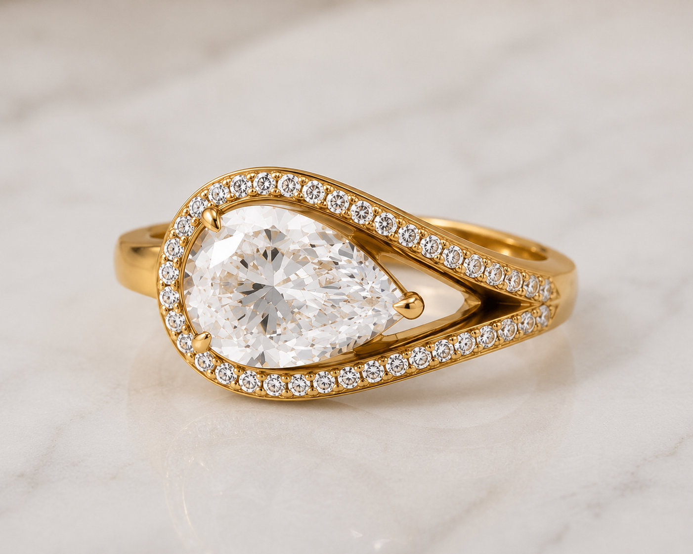 2.50 Carat Lab Grown Pear Shape Diamond Engagement Ring