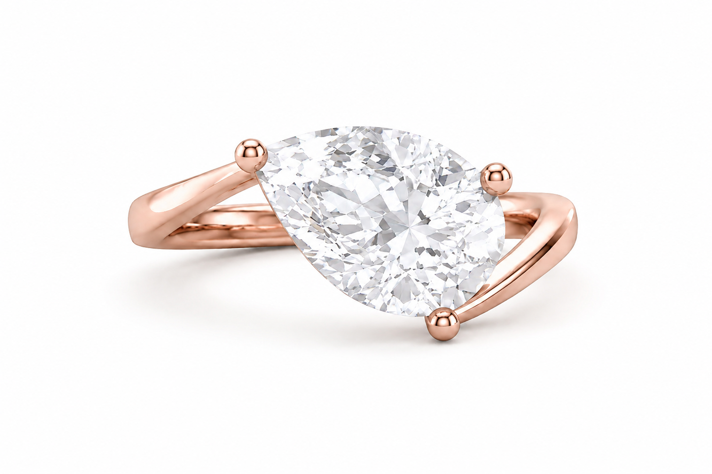 2.50 Carat Lab Grown Pear Shape Diamond Bypass Engagement Ring