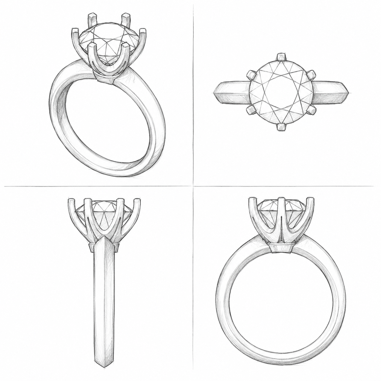 Round Brilliant Lab Grown Knife Edge Solitaire Engagement Ring
