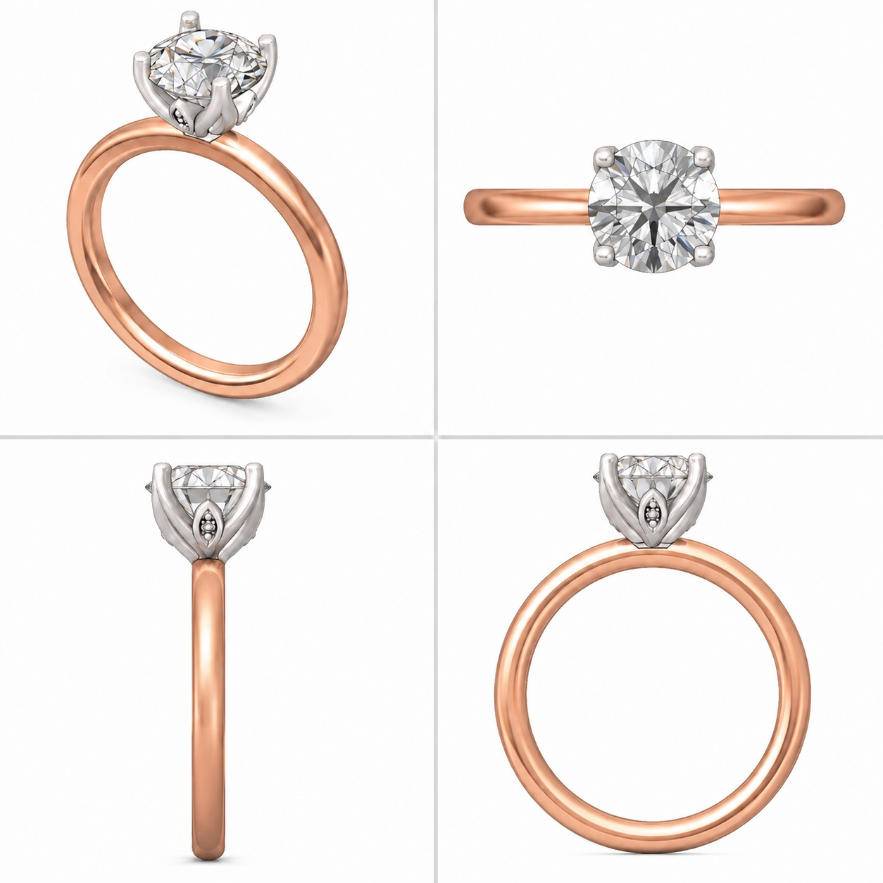 2.00 Carat Round Brilliant Lab Diamond Engagement Ring with Tulip Setting