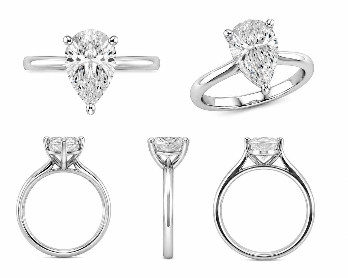 2.50 Carat Classic Solitaire Pear Shape Lab Diamond Engagement Ring in 14K Gold