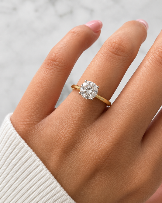 2.00 Carat Round Brilliant Lab Diamond Engagement Ring with Tulip Setting