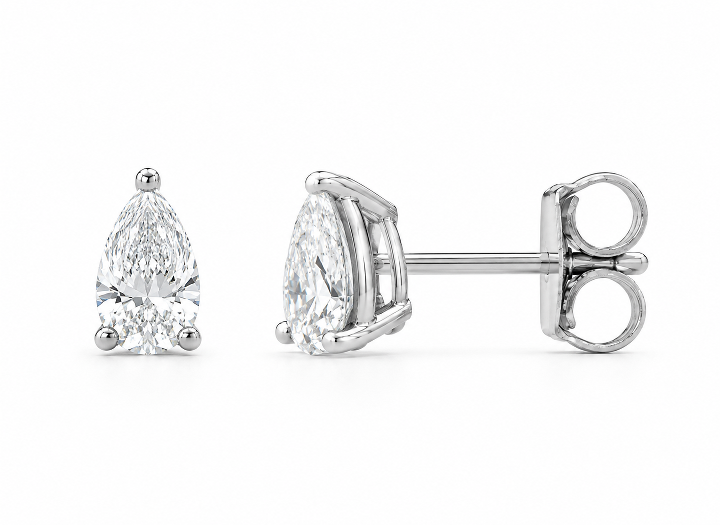 2.00 Carat Total Weight Pear Shape Diamond Stud Earrings in 14K Gold