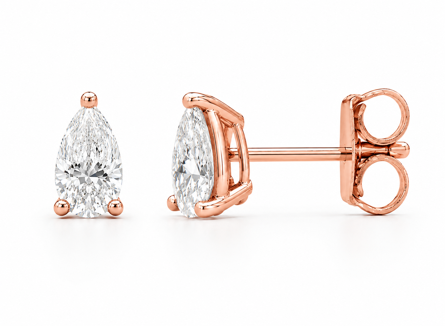 2.00 Carat Total Weight Pear Shape Diamond Stud Earrings in 14K Gold