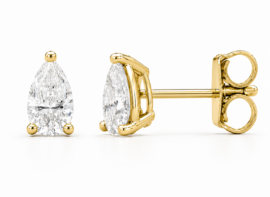 2.00 Carat Total Weight Pear Shape Diamond Stud Earrings in 14K Gold