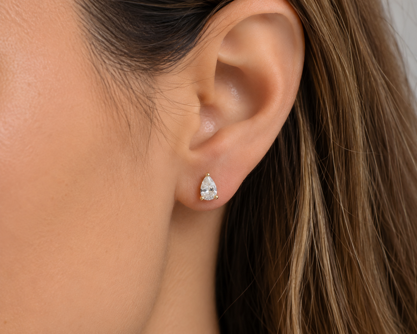 2.00 Carat Total Weight Pear Shape Diamond Stud Earrings in 14K Gold