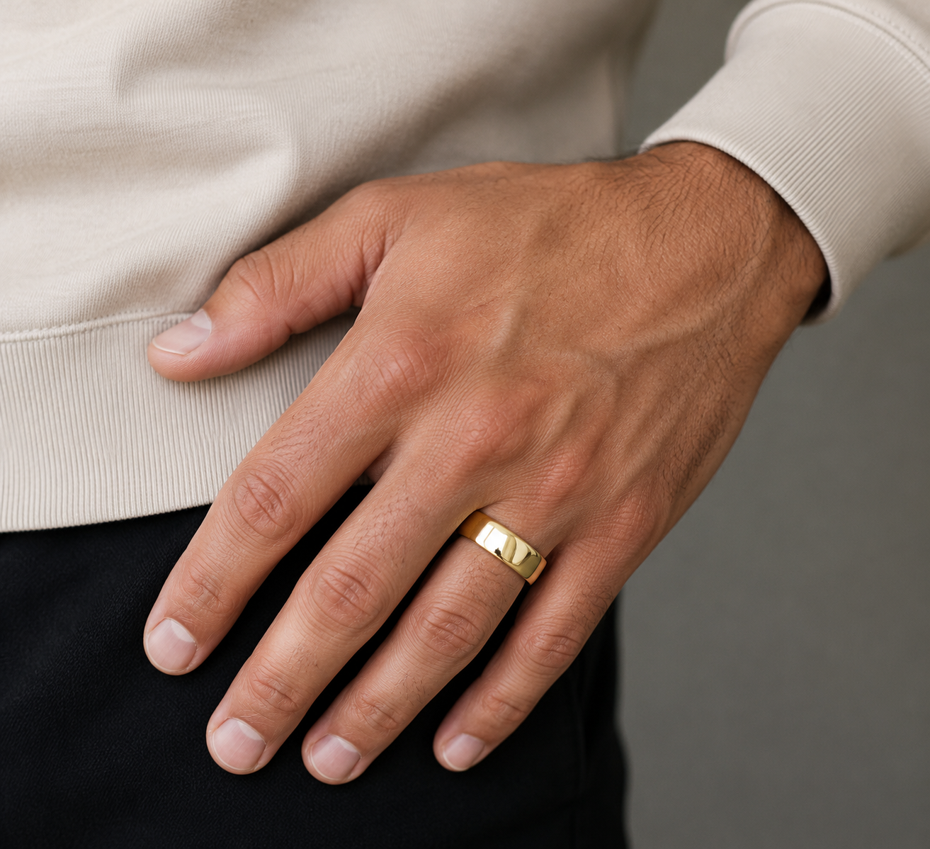 Traditional 6mm Rounded Mens Wedding Band Ring