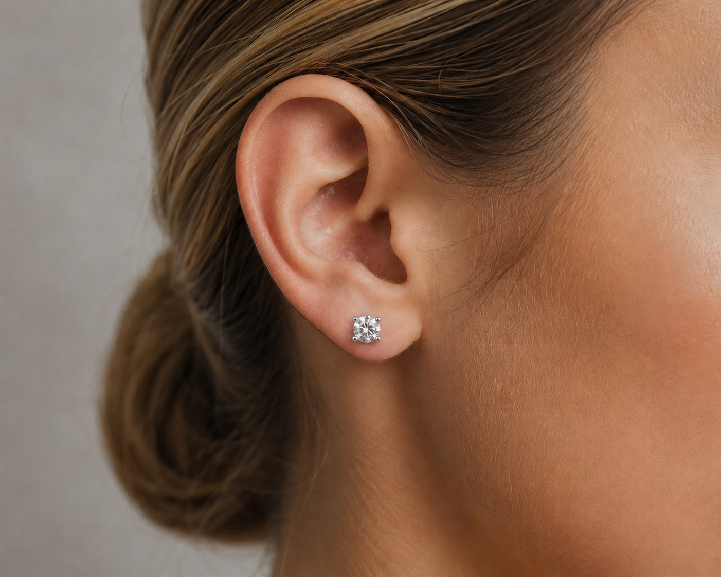 2.00ctw Four Prong Basket Set 14K Gold Round Lab Diamond Earrings