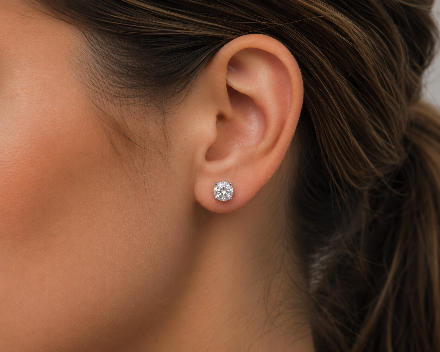 2.50ctw Four Prong Basket Set 14K Gold Round Lab Diamond Earrings