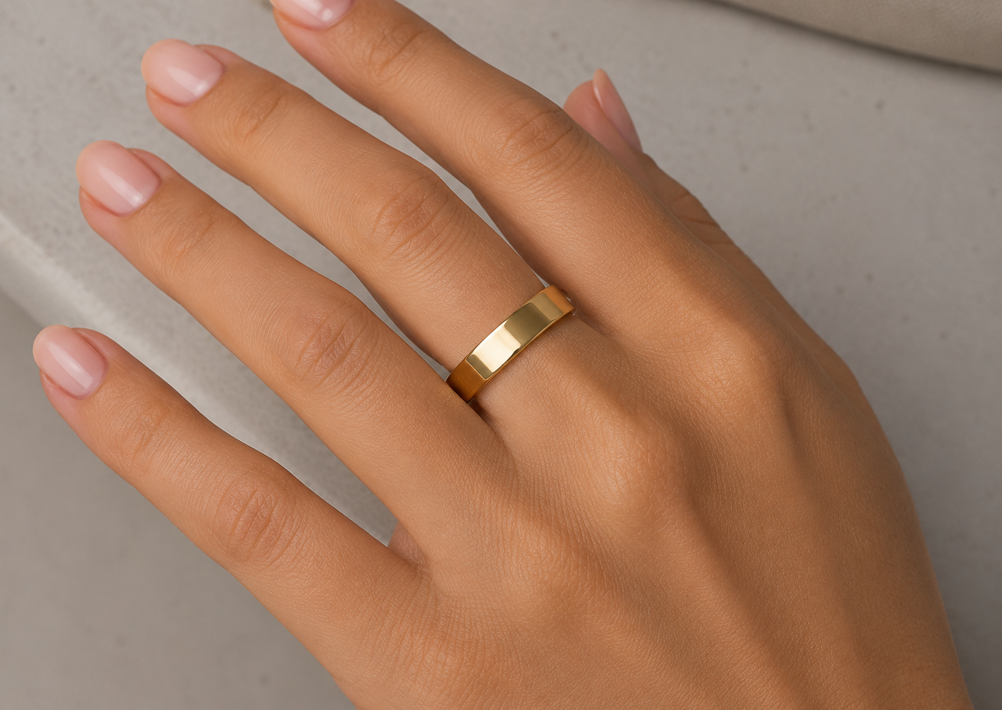 14K Gold 3.5mm Cigar Wedding Band Ring