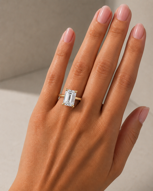 2.50 Carat Emerald Cut Lab Diamond Cathedral Solitaire Engagement Ring