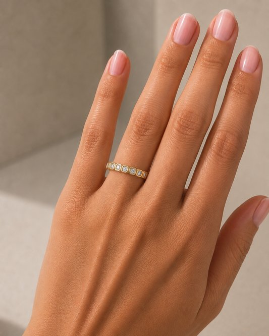 Asscher Cut Lab Diamond Wedding Band Ring 0.45ctw