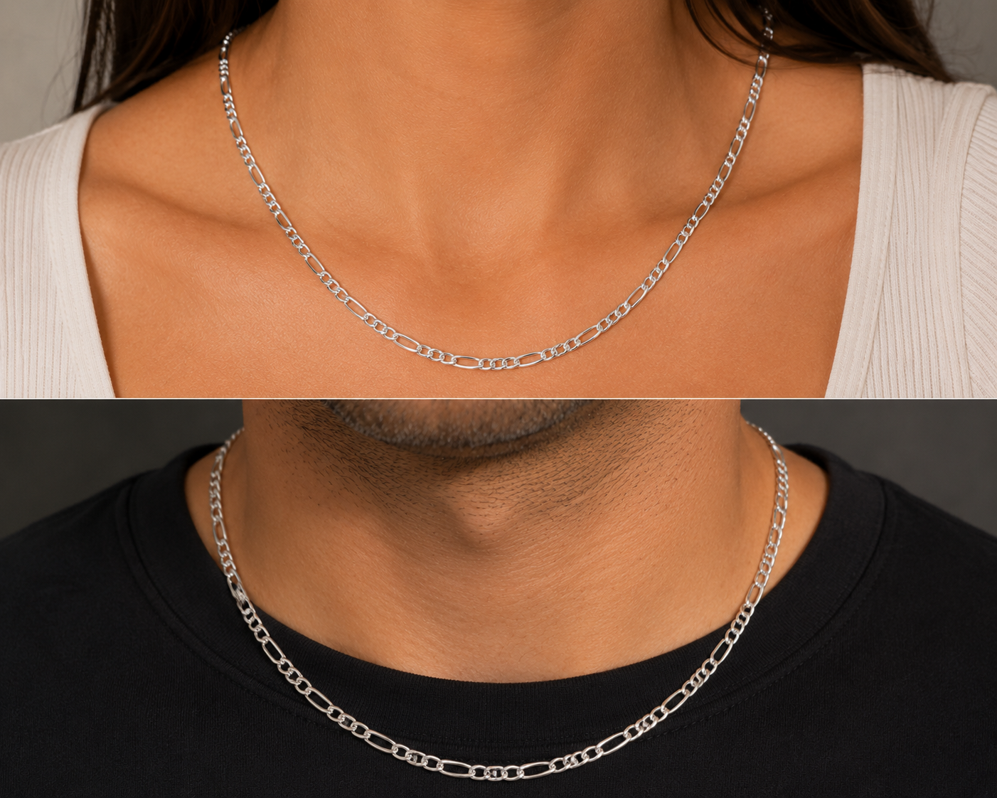 Sterling Silver 2.5 mm Figaro 18 Inch Chain Necklace