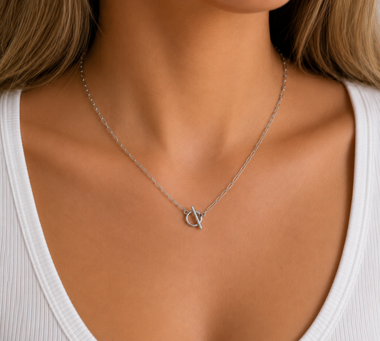 Sterling Silver Toggle Charm Pendant Necklace
